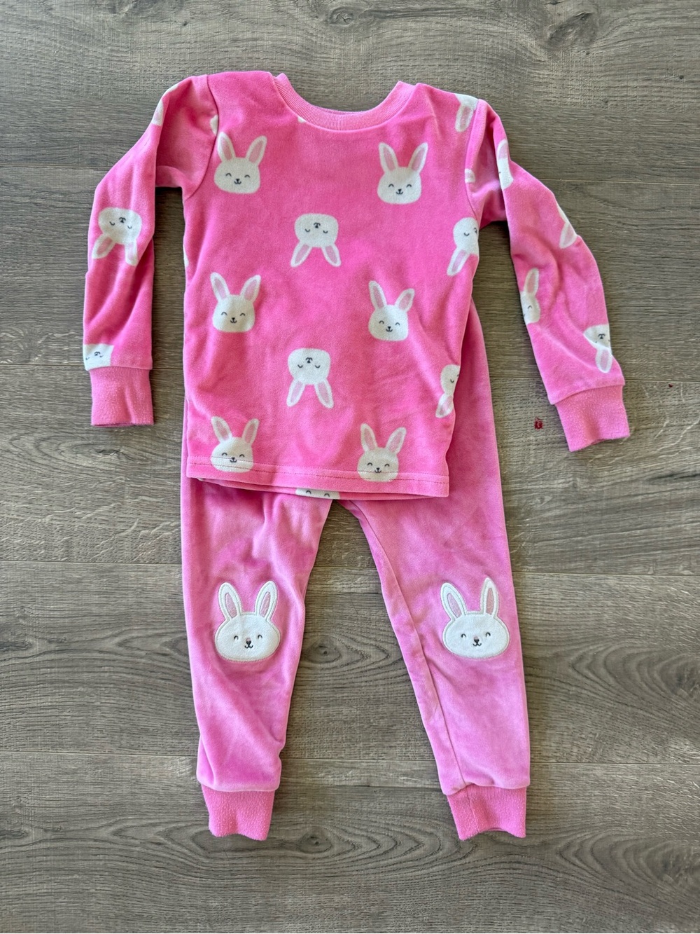 Pink Bunny Print Kids Pajama Set 2T